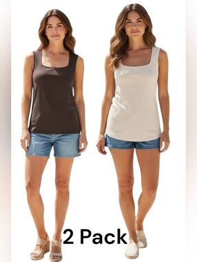 French Laundry - NWT, 2 Pk  Ladies Tank Tops, 1 Cream & 1 Brown, Extremely Soft